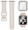 3-IN-1 Kompatibel für Apple Watch Armband mit Hülle und Displayschutz 44mm, Weich Silikon Sport Band + Gehäuse Mit Glas Kompatibel für iWatch Series SE 9 8 7 6 5 4 Damen Herren Polarstern Beige