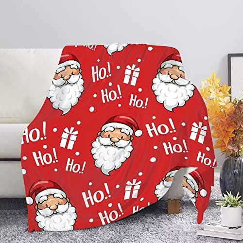 TradesForU Weihnachtsdecke, Überwurf, Weihnachtsmann, Überwurf, weich, Sofa, Couch, Büro, Fleece-Decken, Heimdekoration, Größe M