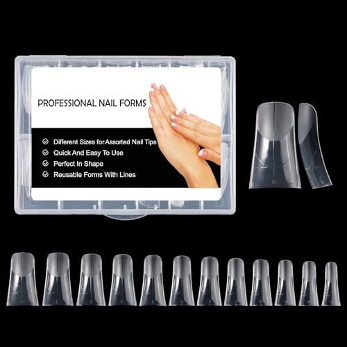 BNG 120PCS Nail Dual Forms For Gel Nails Extension, Professional Wide Nail Form Tips Full Cover Acrylic Nail Molds Quick Building, Reusable (Mold D)