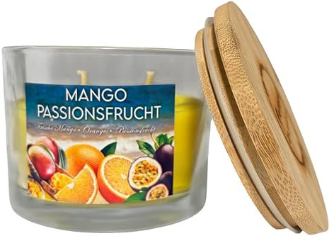 Duftkerze im Glas | Sojawachs Antistress Kerze | Duftkerze | Mango Passionsfrucht | Sommerliche Duftkerze im Glas Geschenk | Entspannung
