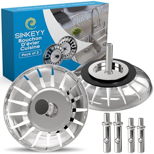 XINKEY - Lot de 2 Bouchon evier Cuisine 78mm - en Acier Inoxydable bonde evier Cuisine pour Un Drainage Rapide, bonde evier 78mm Anti-Obstruction et Anti-Corrosion Filtre evier Cuisine (78 MM)