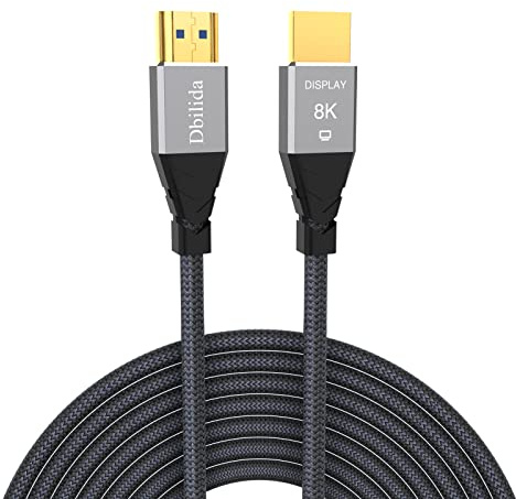 Dbilida Cable de fibra óptica, HDMI 2.1, 20 m, 8K HDMI 2.1 cable, cable HDMI de fibra óptica 8K, soporte 48Gbps, 4K / 8K 60Hz, 4K 120Hz, HDR dinámico, eARC, compatible con PS5, Xbox Series X