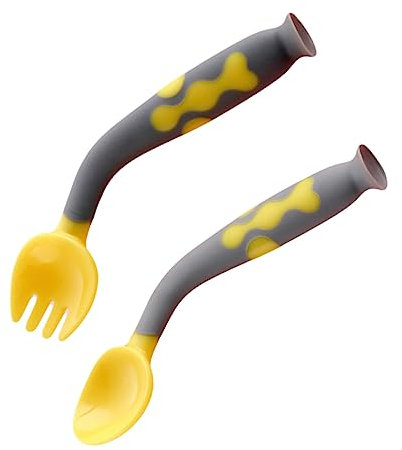 SHOWERORO Löffel Set Aus Hochwertigem Material Biegsam Für Kleinkinder Abgerundete Löffelspitze Passivierte Gabelspitze Sicher Für Langzeitgebrauch Abkochbar in Heißem Wasser