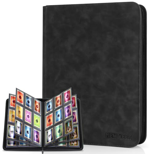 MewVeer Classeur Carte, Album pour Cartes à Collectionner Capacité de 252 Top Loaders 9 Poches, Classeur Rangement Top Loader pour Cartes YGO/MTG/TCG, Noir (NON ADAPTÉ AUX CARTES SANS TOP LOADER)