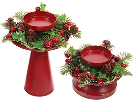 Zerodeko Elegant Iron Candle Holder Set Christmas Decor Wreath Design Party Supply