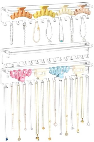 Schmuck-Organizer, Wandhalterung, Halsketten-Organizer, 3 x Wandhalterung für Schmuck und Armbänder | Wandhalterung für Halsketten und Haarbänder
