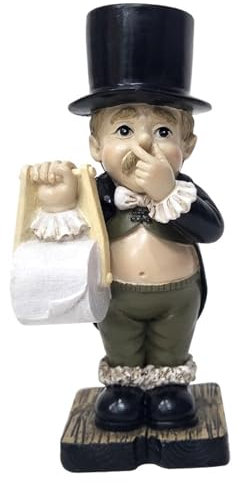 Yaoliucp Keramik Toilette Butler Statue | Badezimmer Dekor Toilette Butler Harz Figuren Junge Halten Nase Lustige Wohnkultur Moderne Skulpturen Home Decor für Home Regal Tisch Schreibtisch