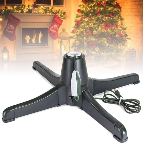 hKjPlvf 360° Rotating Christmas Tree Stand, Adjustable Electric Christmas Tree Rotating Base for 7.5ft Trees up to 80 lbs, Artificial Xmas Tree Bases, Heavy Duty Stable Turntable Stand For Xmas Tree