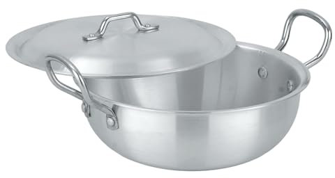 LENAK Induction Compatible Wok Deep Stir Fry Frying Pan with Lid - Induction, Gas and Electric Hobs Aluminium Pan (24cm)