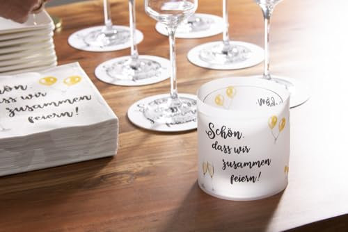 Sovie HORECA Windlicht Banderole für Kerzengläser Design Schön DASS wir zusammen feiern - 12 Stück