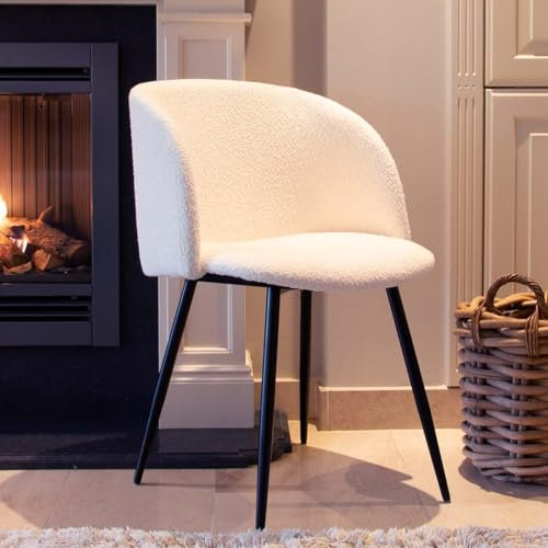 Milton & Oldbrook Bouclette Chaise de Salle à Manger Budapest Off White - Noir