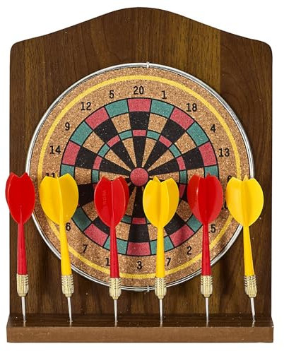 MISTER GADGET, MG3719, Elegantes Dartset aus Holz, optimale Präzision, einfach zu bedienen, langlebig, perfekt für Abende mit Freunden, 25x21x4 cm, Farbe Braun, Rot, Schwarz