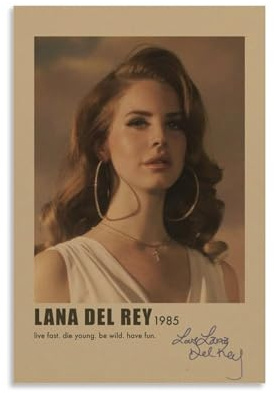 Hotoice Lana Poster Del Rey Musik, Vintage, Retro, signiertes Cover, Poster für Zimmer, ästhetische Leinwand, Wandkunst, Schlafzimmerdekoration, 30 x 45 cm