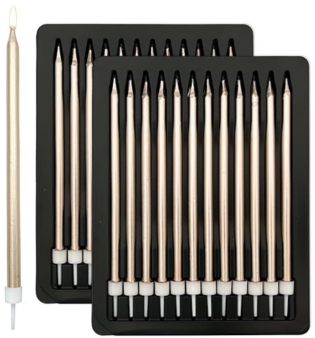24 pcs 5.1 inches Long Tall Rose Gold Birthday Candles for Cake is Perfect Cake Decorations(Rosegold)