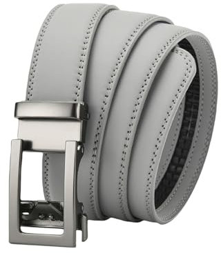 CMZYBBD GüRtel Herren Herren -echte Leder Automatische Schnallengürtel - Stilvoller Lässiger Und Formeller Gürtel Für Anzüge, Jeans, Hosen - Einstellbares, Klassisches Design-grau-125 cm