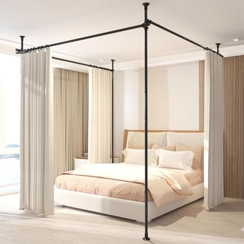 DAKEPOLE Raumteiler Paraventgestell 3 Teilig Gardinenstange ohne Vorhang, Flexibel Verstellbarer Paravent,Raumtrenner oder Gardinenstange,Sichtschutz für Wohnzimmer Schlafzimmer, B 420 cm x H 317 cm