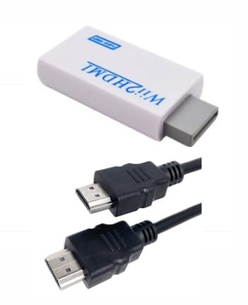 Bisienya Wii Hdmi Adapter,White to Adapter,for 1080p/720p High-Definition Video and Audio Output,Compatible with All Display Modes,with 0.5-Meter Cable