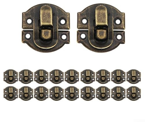 Antiker Eisen-Haspenverschluss, 20 Stück, für Schmuckschatullen, Truhen und Koffer, stabile Metallriegel mit Retro-Appeal (Bronze)