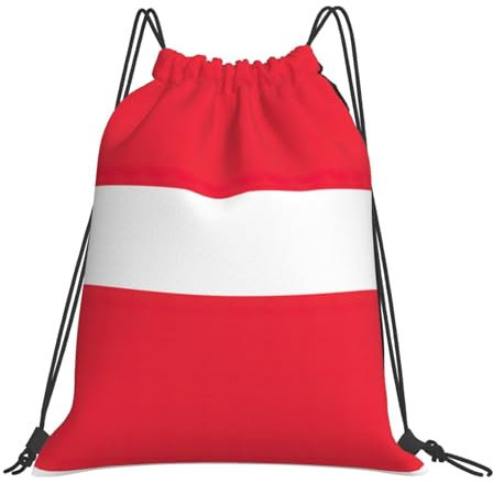 OKFSTY Rucksack mit Kordelzug, Motiv: Österreichische Flagge, für den täglichen Gebrauch, weiß, One size