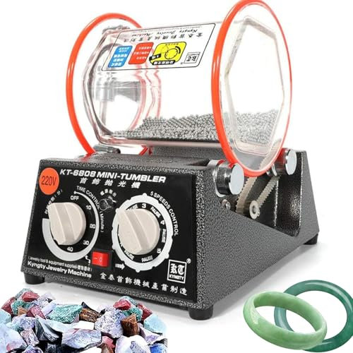 Electric Rock Tumbler Machine, 35W Gemstones Polisher with 5-Stage Speed Adjust, Polishing Bead, Rotary Tumbler Surface Polisher, 3Kg Capacity Jewelry Polishing Finishing for Rock Stone
