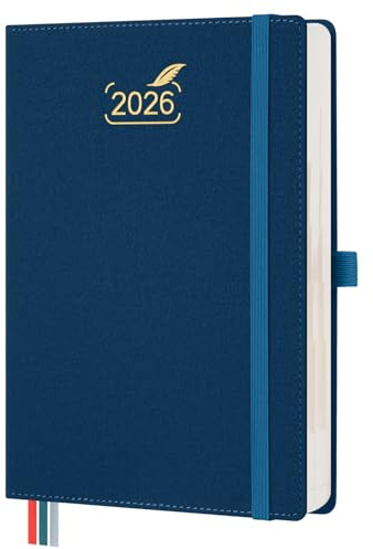 BEZEND Kalender 2026 Tagesplaner A5 1 Tag 1 Seite mit 2 Spalten - Tageskalender 2026 Hardcover mit Monatsregister. Terminplaner & Buchekalender 2026, 432 Seiten - Preußisch Blau