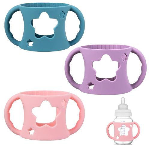 3 Pcs Mam Bottle Handles, Bottle Silicone Handle, Baby Bottle Accessories, Wide-Neck Baby Bottle Handle for Baby Self Feeding