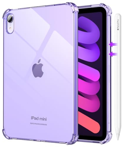 MoKo Trasparente Cover per iPad mini 7a(A17 Pro)/6a 2024/2021, Viola Lilla
