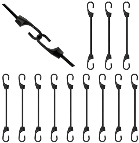 Spanngummi mit Haken, Robuster Expander mit Haken 12 Stück, Vielseitiger Hochbelastbare Gummispanner mit Haken für Camping, Garten, Fahrrad, Banner und Zelte