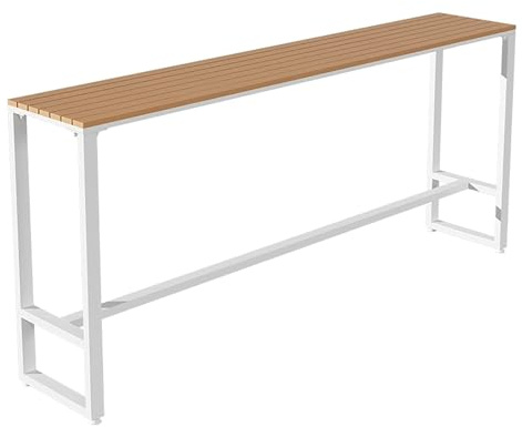 ZKBDBWTR Outdoor Rectangle Bar Table, Counter Height Table, Dining Table with Plastic Wood Tabletop for Hot Tub, Garden, Balcony, Poolside(140cm/55.1in)
