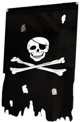 perfk Bandiera pirata verticale sfilacciata, decorazione di Halloween, moda, ornamento da appendere, bandiera con teschio, striscione con di teschio, Style C