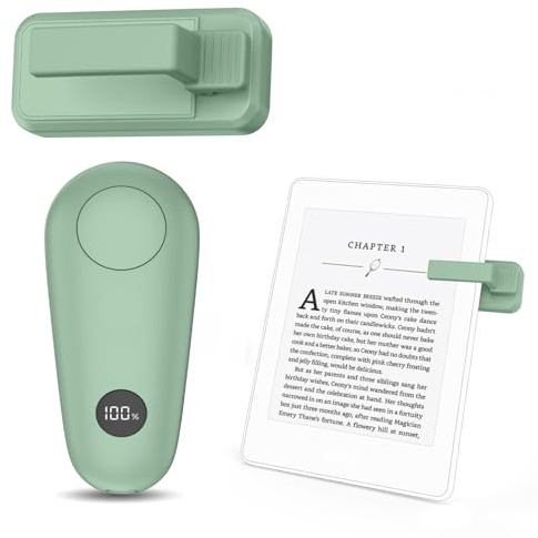 GEKVIVE RF Remote Control Page Turner for Kindle Paperwhite Scribe Accessories, Page Turner Clicker for iPad Tablets Reading Novels Taking, Phone Camera Video Record Triggers Remote, Green