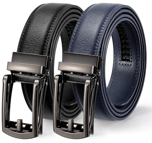 WERFORU Cintura in pelle da uomo, con fibbia automatica, in pelle, larghezza 30 mm, per il tempo libero