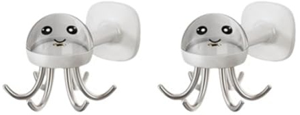 Bosiyrggrl Multifunctional Kitchen Hooks 360 ° Rotation Octopus Shaped Non-Marking Adhesive Hooks in Bathroom A