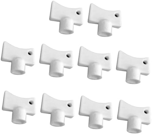 BlesConi Lot de 10 clés de purge de radiateur en plastique 5 mm, blanches pour plomberie et système de chauffage