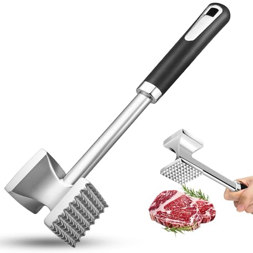 AYUMAL Meat Tenderizer, Aluminum Alloy, Double Sided Meat Hammer | Remium Meat Mallet, Good Grips, Non-Slip Grip, Dual-Sided, For Steak, Chicken, Fish, Pork, Perfect Kitchen Tool