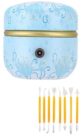CCZRD Macchina for Tornio da Vasaio con Kit for Scultura, Ceramica, Argilla, Utensili for, Piatto Rotante, Girevole Elettrico for Ruota Stabile Fluido(Blue)