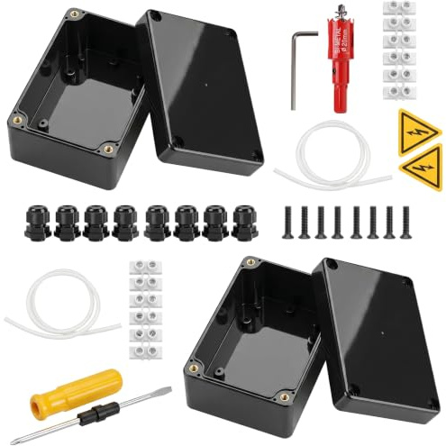 2 Caja Estanca Exterior Negras en ABS para Uso Diario Exterior y Terraza