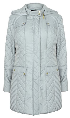 JBC Collection Women's Padded Quilted Coat Funnel Neck 12 Grey