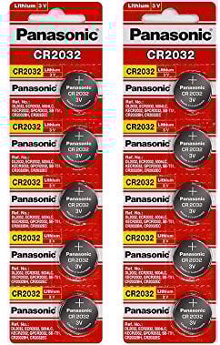 Panasonic CR2032 Lithium 3 Volt Battery, 5 Count (Pack of 2)