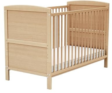 AT4 - BabyBett Holz 60x120 ESSENTIEL Lackierte Buche | 124 x 64 x 86,5 cm | kinderbett | Bett umbaubar zum Juniorbett |Umbaubares Gitterbett