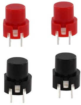WITTKOWARE Sortiment D6R Leiterplatten-Drucktaster, je 2 Stück in den Farben rot/schwarz, PCB, Tact Eingabetaster