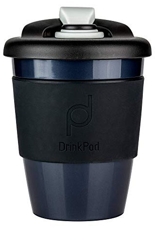 DrinkPod Tasse à café réutilisable en plastique sans BPA – NIGHT, NOIR, 340 ML / 12 oz