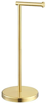 KES Toilettenpapierhalter Stehend Klopapierhalter Freistehend Toilettenpapierständer Edelstahl SUS 304 WC Rollenhalter Papierhalter Aufbewahrung Gebürstetes Gold Finish, BPH283S1-BZ