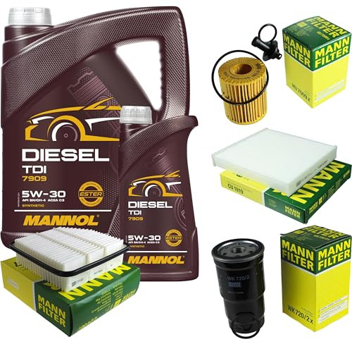 Filter Set Inspektionspaket 6 Liter MANNOL Motoröl Diesel TDI 5W-30 API SN/CF MANN-FILTER Luftfilter Innenraumfilter Ölfilter Kraftstofffilter