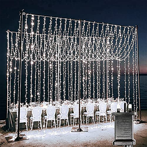 Joycome Curtain Lights 600 LED 6m x 3m Christmas Window Lights Plug in, Curtain Fairy Lights 8 Modes Waterproof Window Lights for Bedroom Wall Backdrop Xmas Indoor Outdoor Decorations (Cool White)