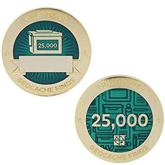 25000 Finds/Funde Coin + Tb !!gefunden Geocaching Milestone Geocoin and Tag Set