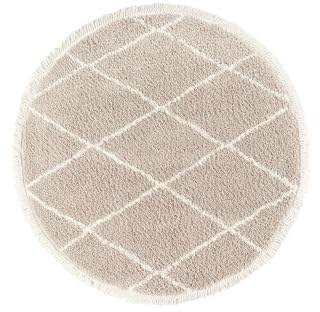 TESSO LIVING Hochflor Teppich - Beige - 195 x 290 cm - Diamantmuster Shaggy Teppich Mit Fransen – Besonders Weich