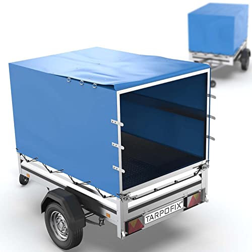 Tarpofix® Bâche de remorque haute 258 x 135 x 120 cm & corde de bâche - Bâche de remorque durable PVC robuste - Bâche de couverture idéale pour divers modèles de remorques de 750kg & 1000kg