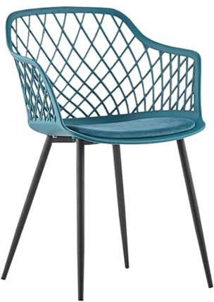 KAWOLA Esszimmerstuhl Emilie - Retro Design Schalenstuhl mit Metallbeinen & Komfortkissen, Kunststoff, Türkis | Stuhl für Esszimmer, Küche