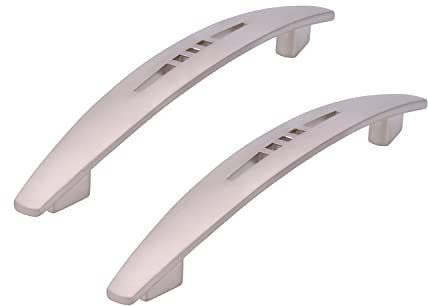 2 x siwitc Möbelgriff 1485 in Nickel matt mit 128 mm Lochabstand, Griffe inkl. passender Anzahl M4 x 25 mm Schrauben